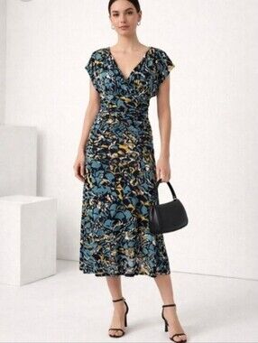 Anthropologie Moulinette Soeurs Botanica Dusk Ruched Midi Dress